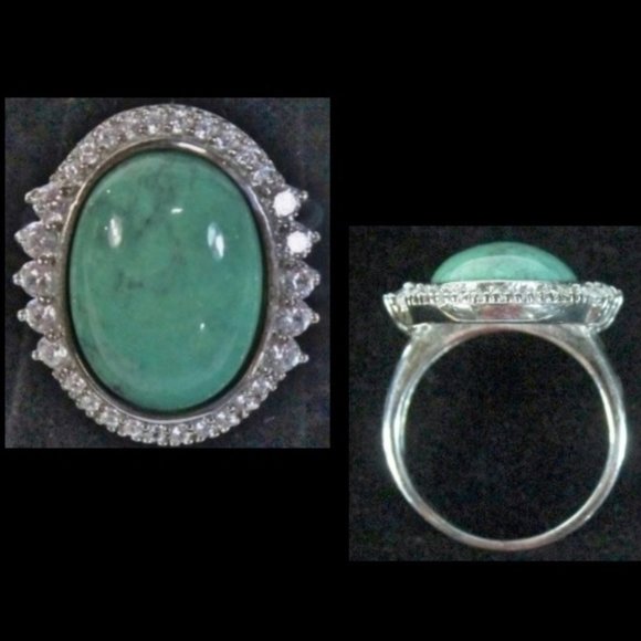 Espo Jewelry - Good Golly Green 12 Carat Turquoise 925 Bling Ring